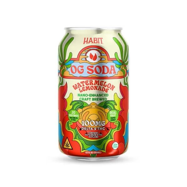 Habit Delta 9 THC OG Soda – 100MG – Watermelon Lemonade, Count: Single