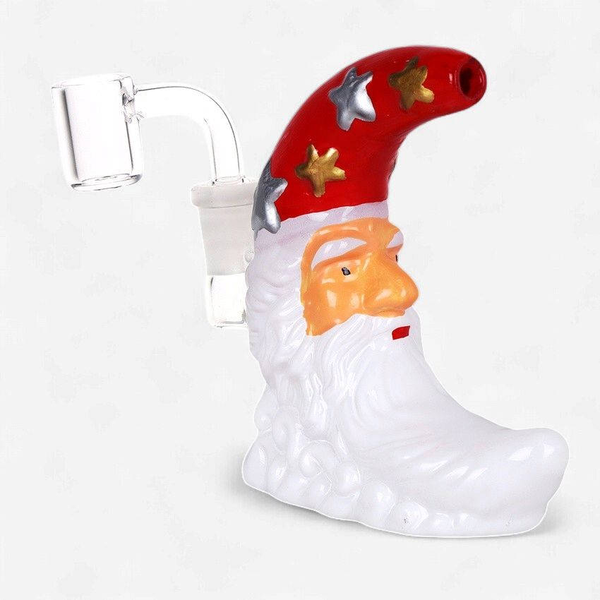 To The Moon Santa Painted Glass Dab Rig | 4.75"