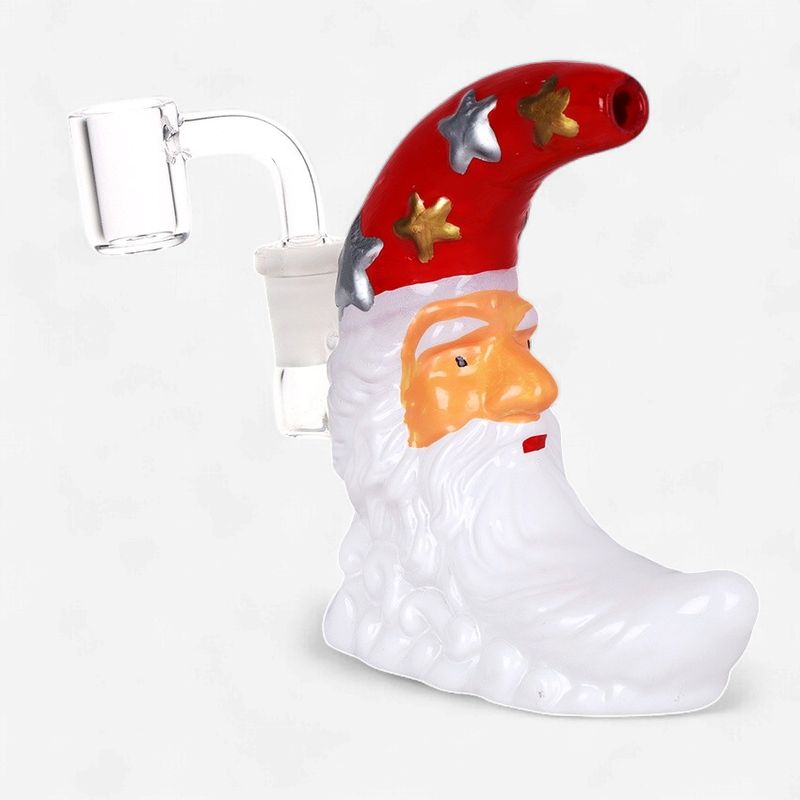 To The Moon Santa Painted Glass Dab Rig | 4.75"