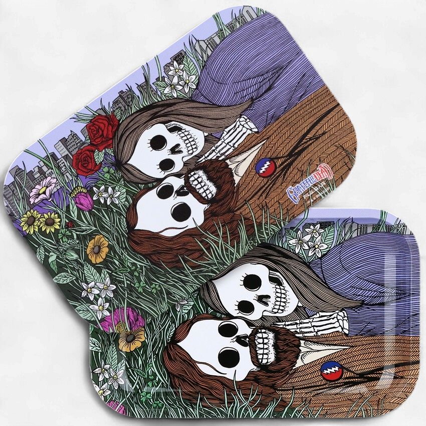 Grateful Dead x Pulsar Metal Rolling Tray &amp; Lid | Flower Couple