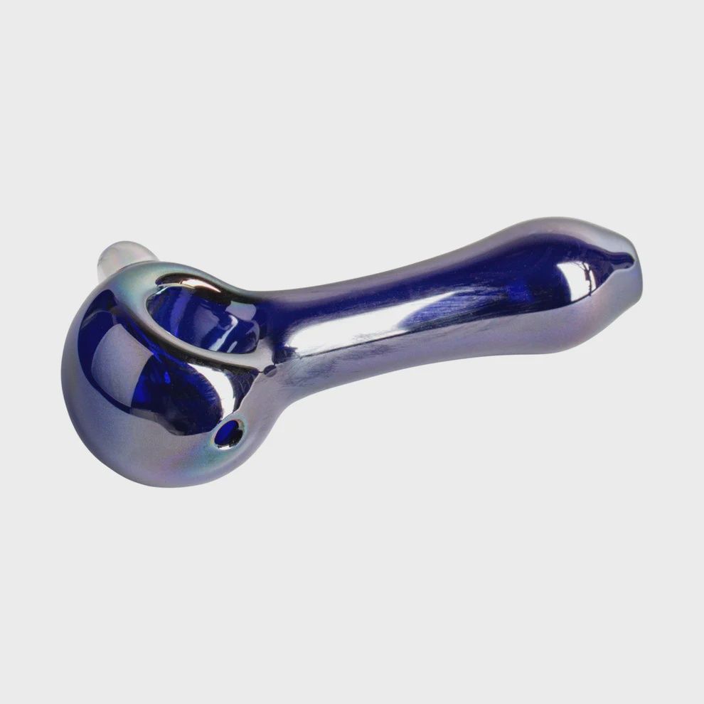 Red Eye Glass®  4" Iridescent Large Spoon Hand Pipe, Color: Blue