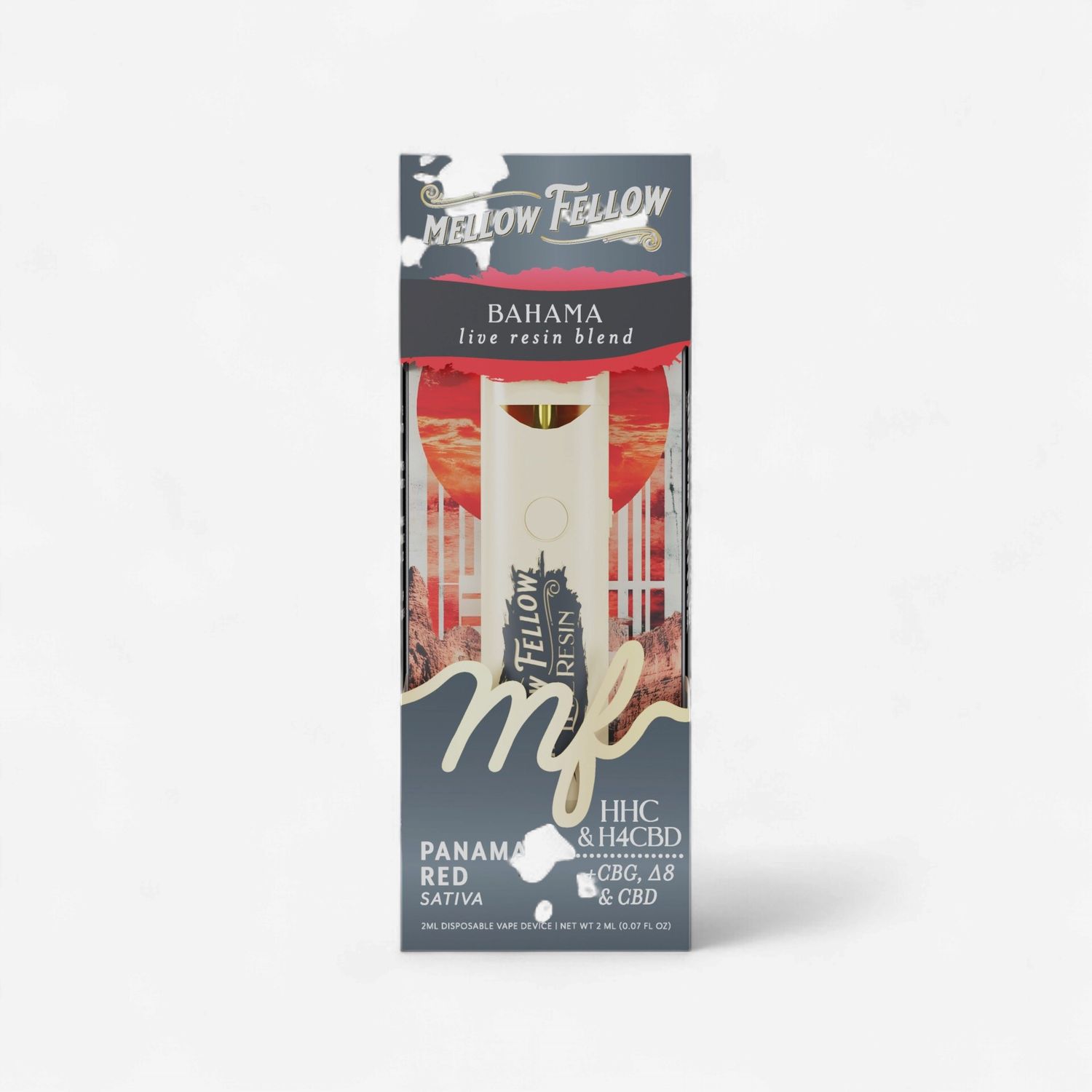 Mellow Fellow Disposable Vapes Live Resin 2ml Bahama Blend Panama Red (Sativa)