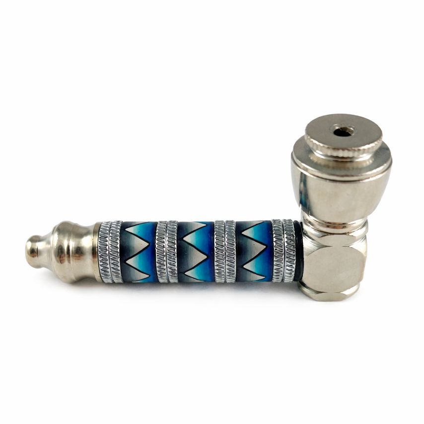 Tribal Design Metal Pipe By Phat Trends, Color: Blue/Gray
