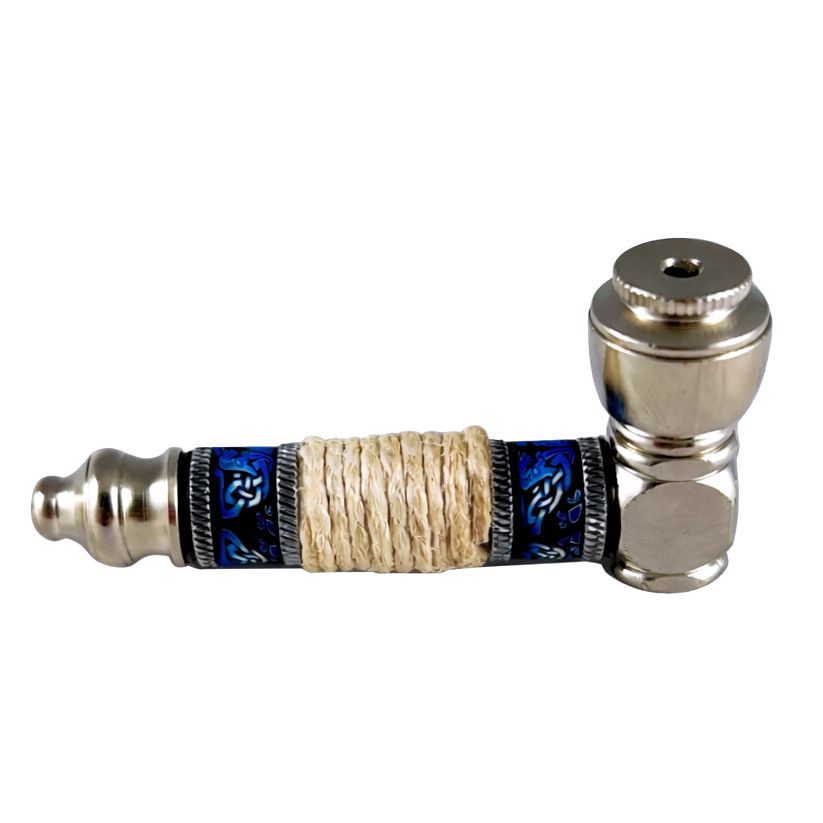 Celtic w/ Hemp Wrap Metal Pipe By Phat Trends, Color: Blue