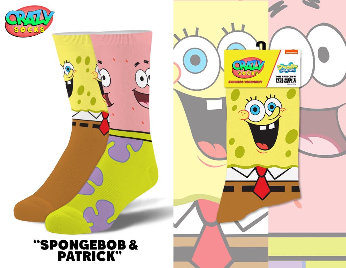 Spongebob &amp; Patrick Men's Crew Socks