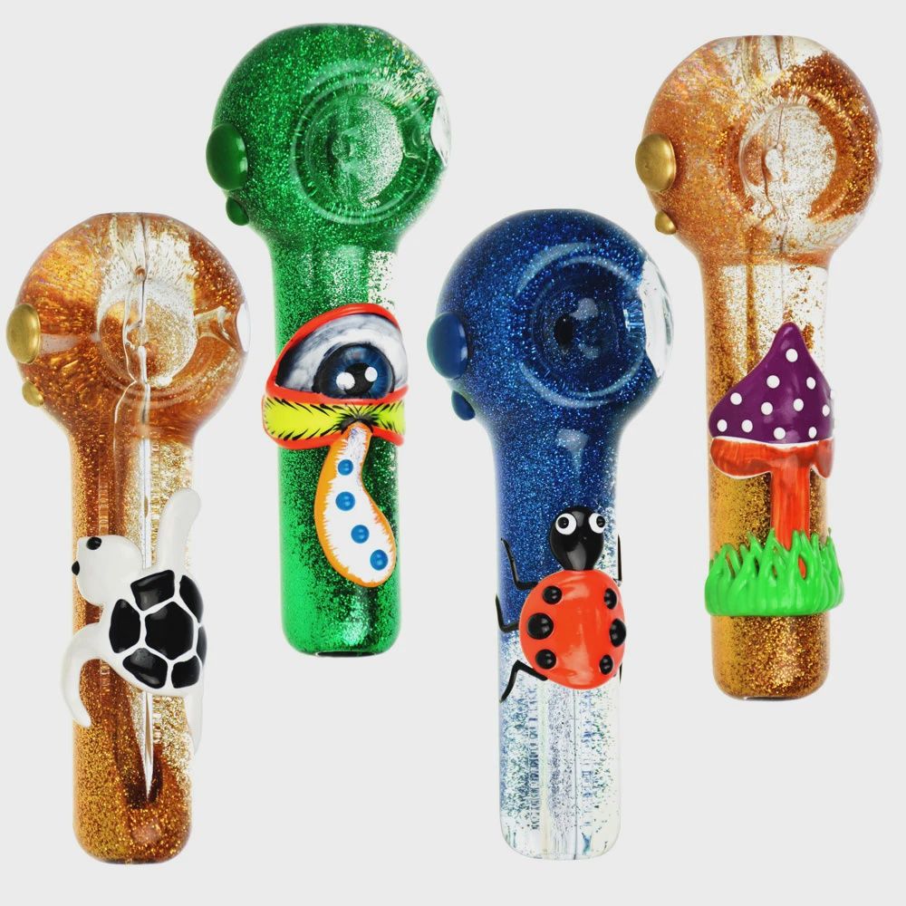 Friend Of Nature Glitter Glycerin Glass Spoon Pipe 5"