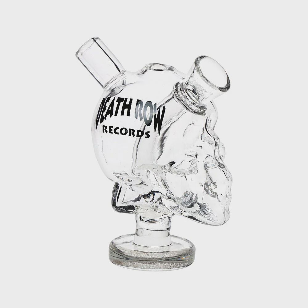 Death Row Records Skull Glass Blunt Bubbler, Color: Clear