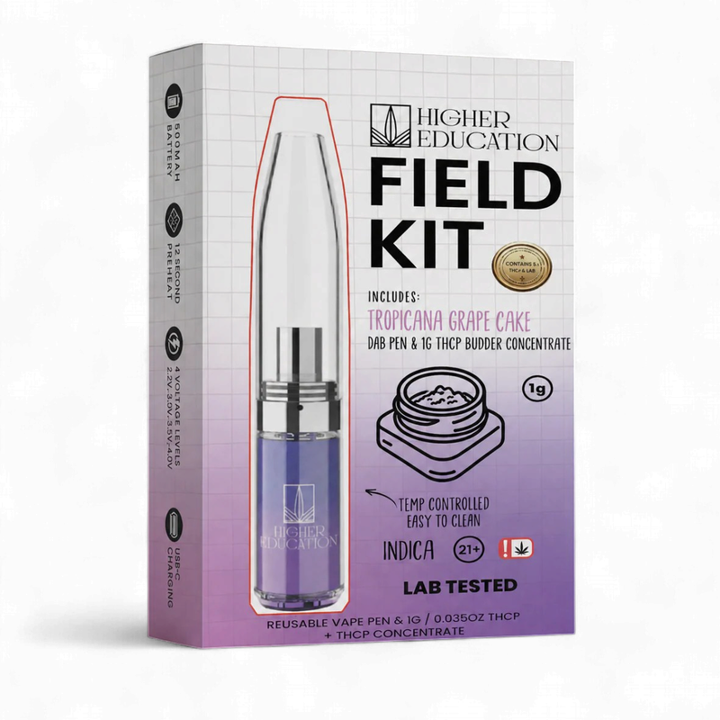 Higher Education P Dab Kit - Reusable Vape Pen &amp; 1G Sugar Wax - Tropicana Grape Cake (Indica)