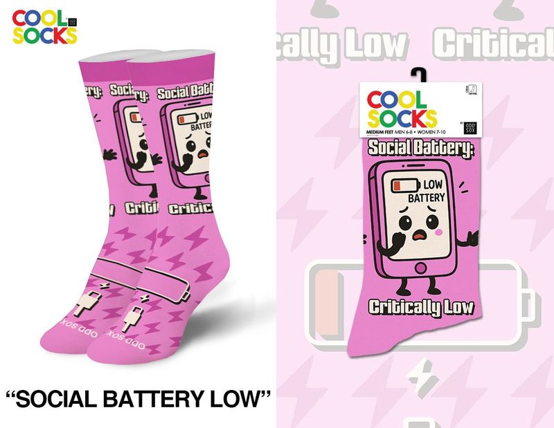 Social Battery Low Women's Crew Socks