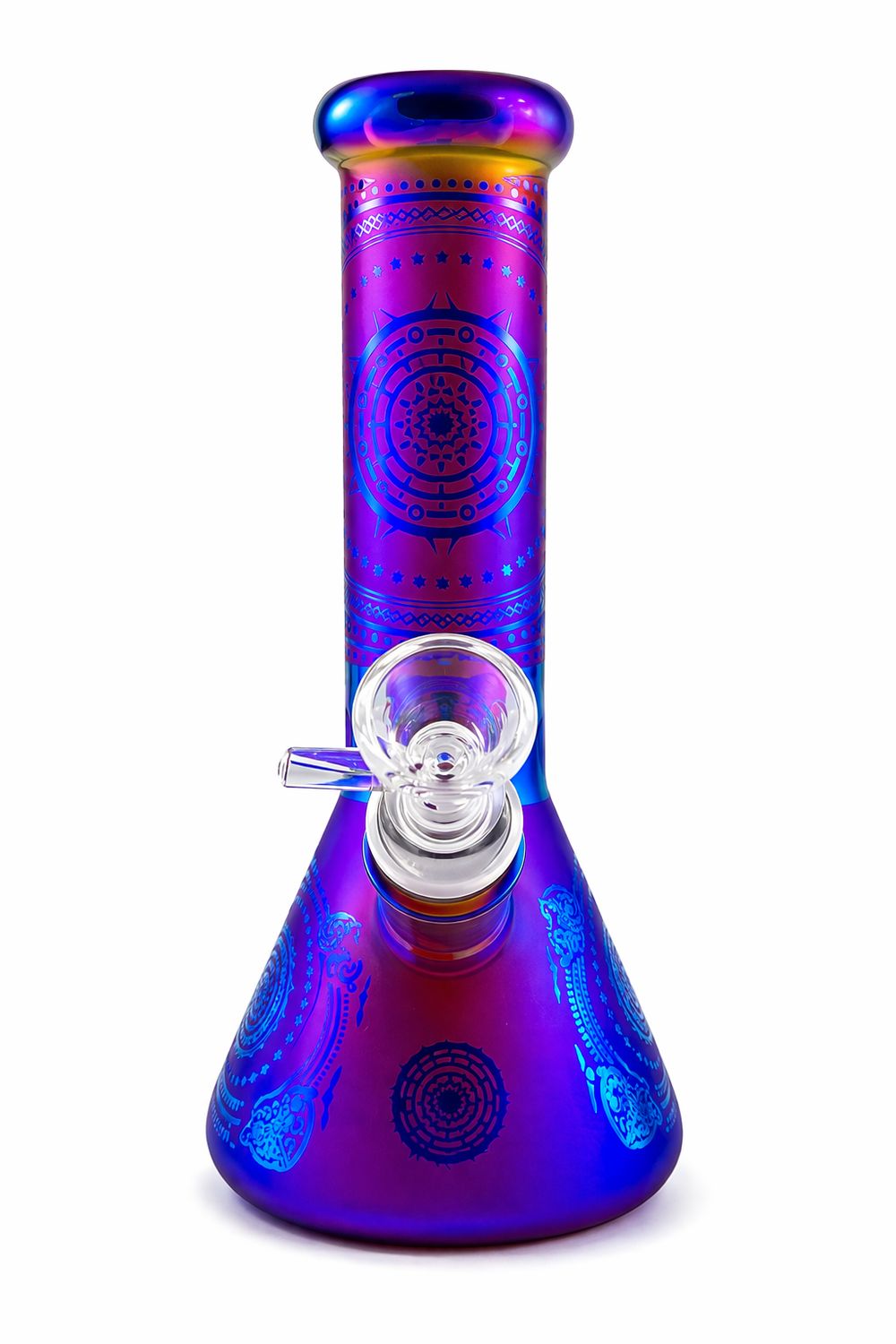 8" Electroplated Beaker Waterpipe w/ Midnight Mandala Design