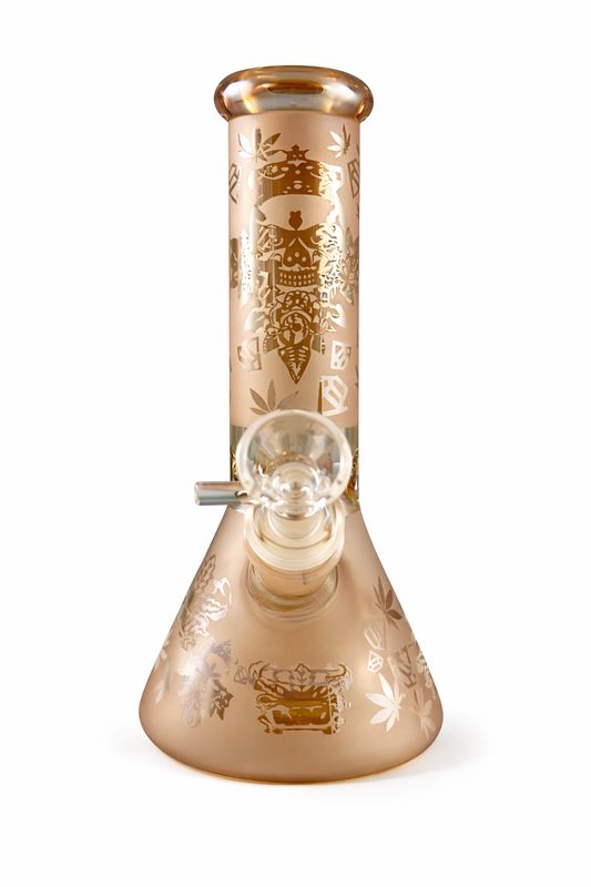 8" Electroplated Beaker Waterpipe w/ Rebel Skull Design