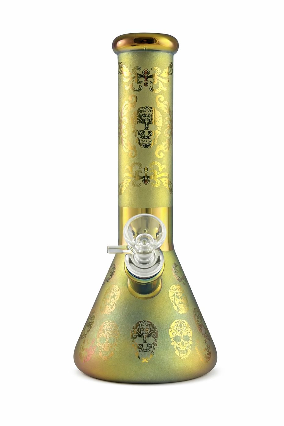8" Electroplated Beaker Waterpipe w/ Majestic Skull Design