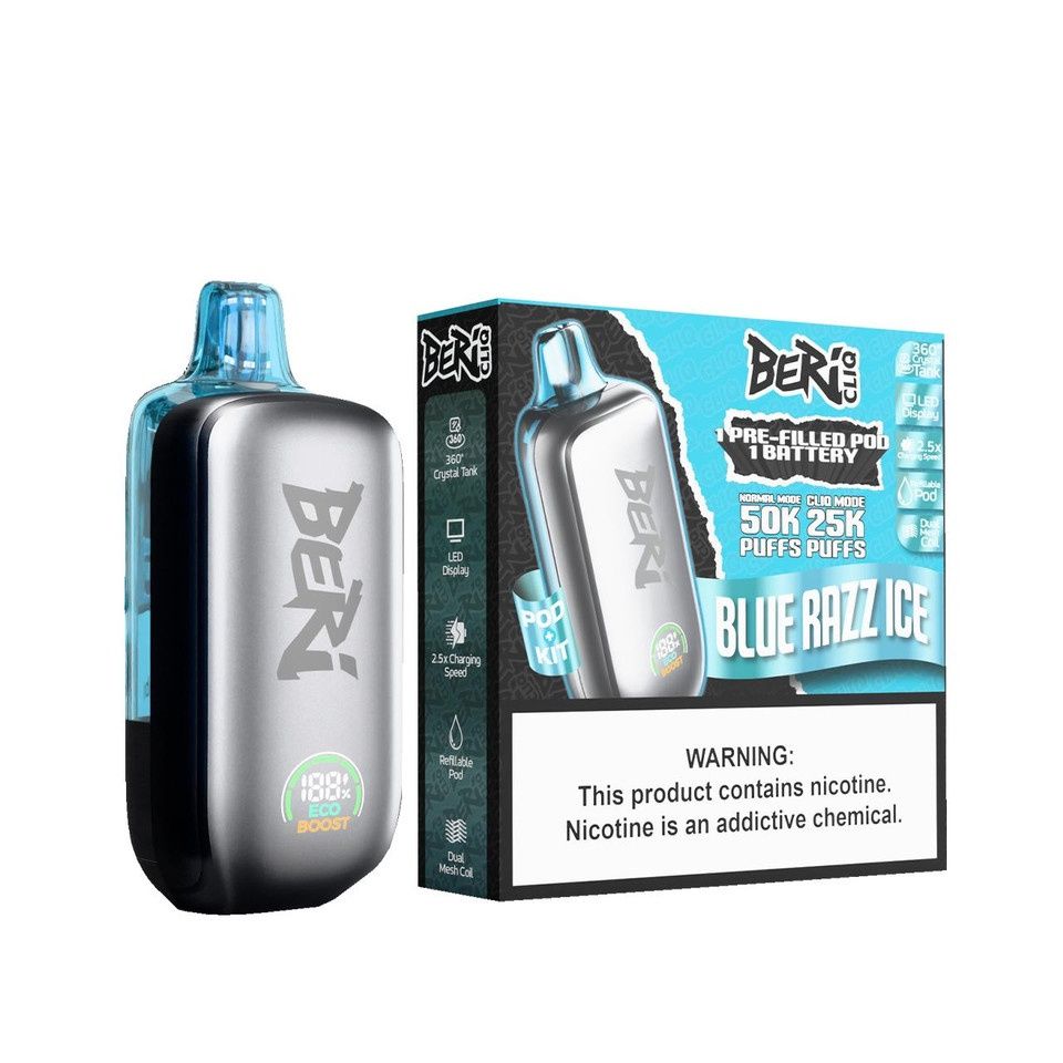 Beri CLIQ 50K Disposable Kit, Count: Single Unit, Flavor: Blue Razz Ice