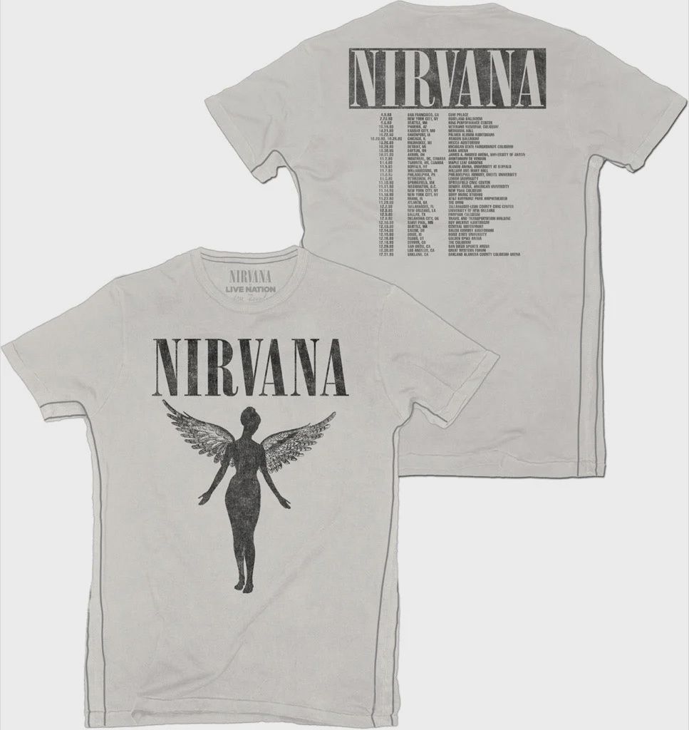 Nirvana In Utero Tour Dates T-Shirt, Size: Small