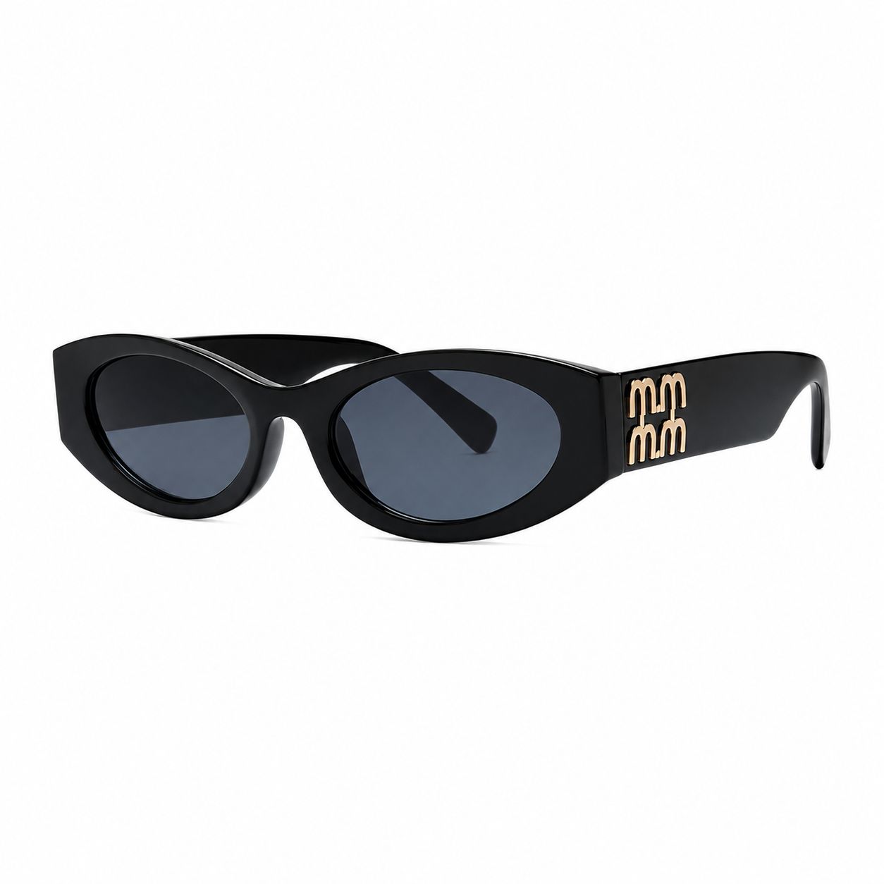 Thick Oval Frame Fashion Sunglasses SH6922, Color: Black