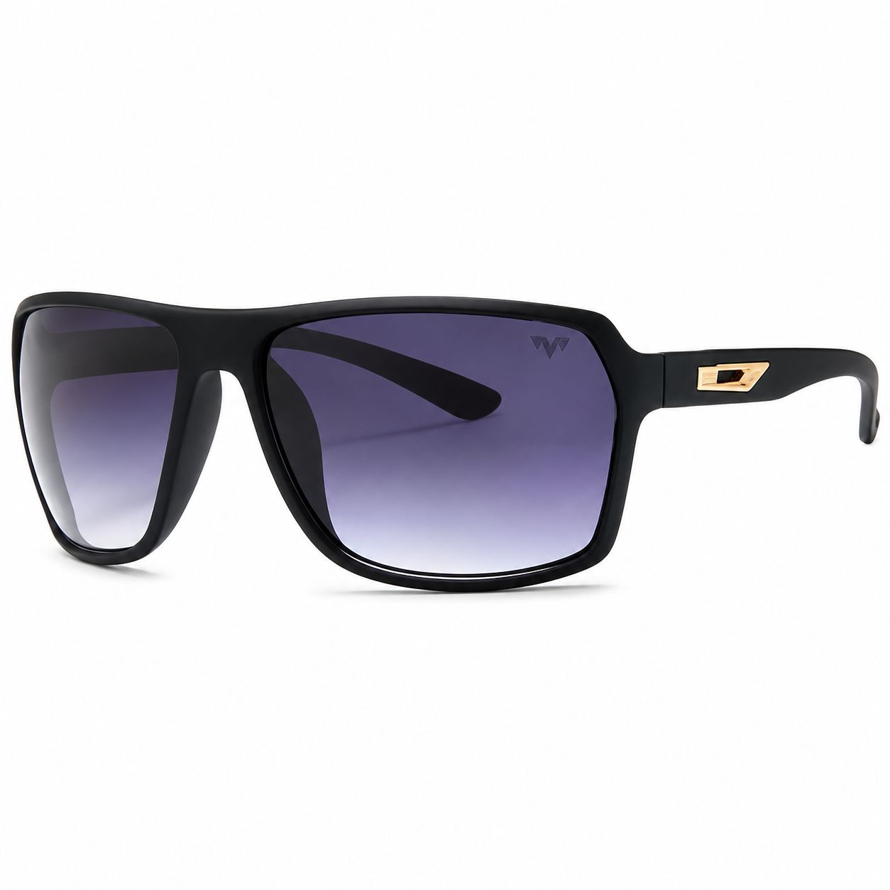 Geometric Frame w/ Color Lense Sport Sunglasses WC7960, Color: Black