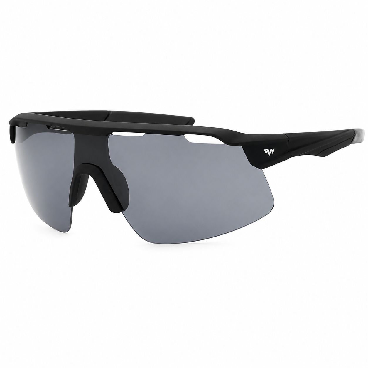 Matte Wrap Around w/ Color Top Frame &amp; Lens Sport Sunglasses WC7947, Color: Black/Black