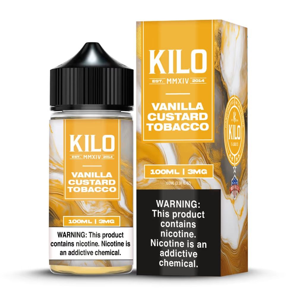 KILO 100mL Vanilla Custard Tobacco, Nicotine Content: 3mg