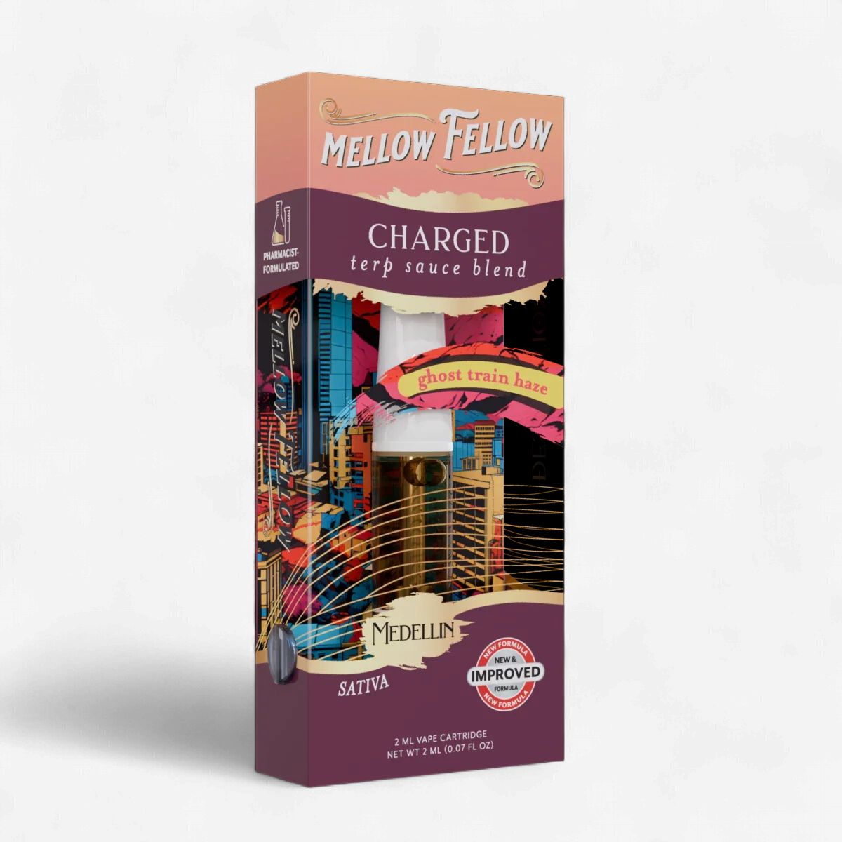 Mellow Fellow Charged Blend - Terp Sauce 2ml Vape Cartridge - Ghost Train Haze (Sativa)