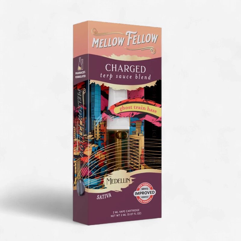 Mellow Fellow Charged Blend - Terp Sauce 2ml Vape Cartridge - Ghost Train Haze (Sativa)