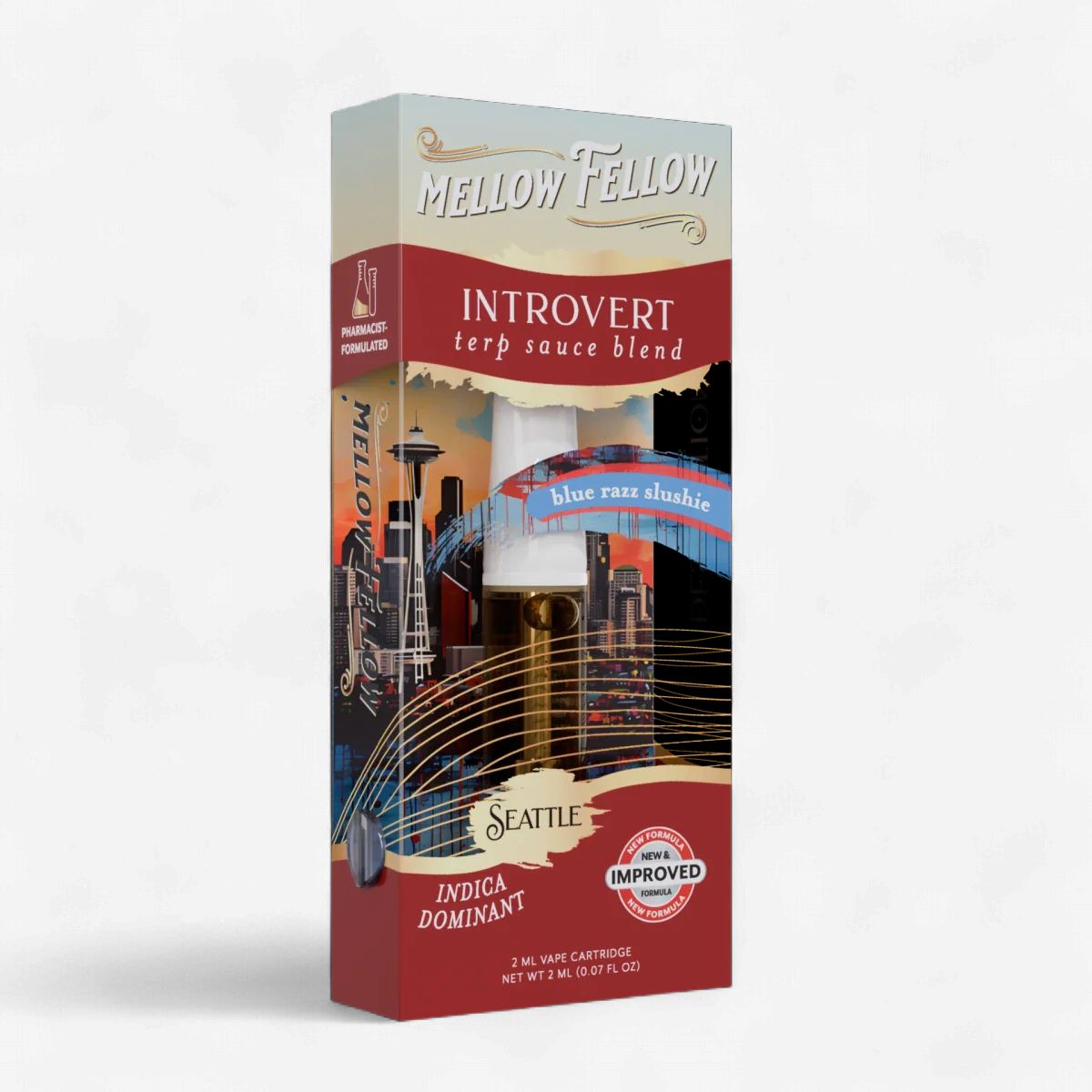 Mellow Fellow Introvert Blend - Terp Sauce 2ml Vape Cartridge - Blue Razz Slushie (Indica Dom)