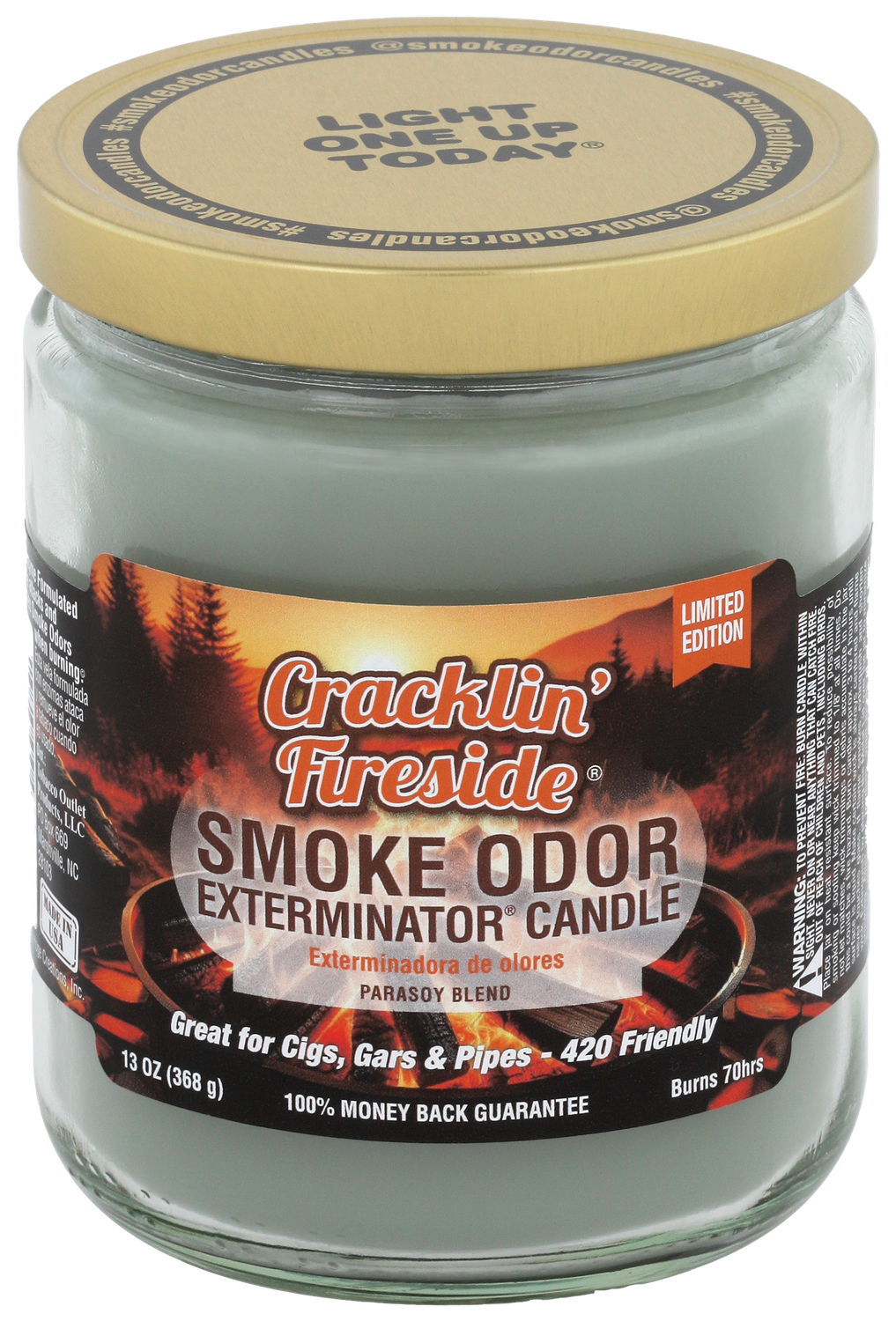 Cracklin' Fireside Smoke Odor Exterminator Jar Candle – 13 oz