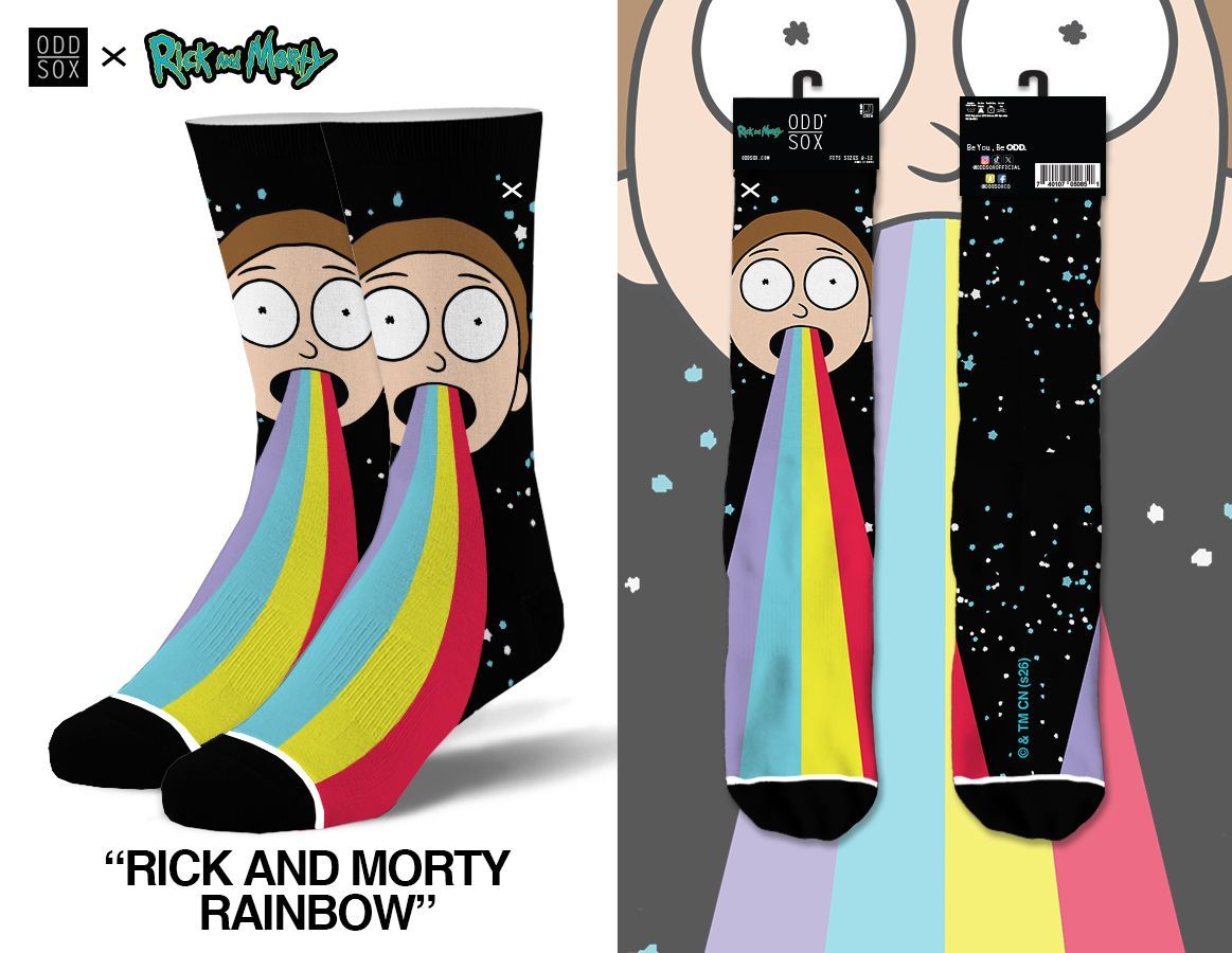 Rick &amp; Morty Rainbow - Mens Crew Straight Warner Bros