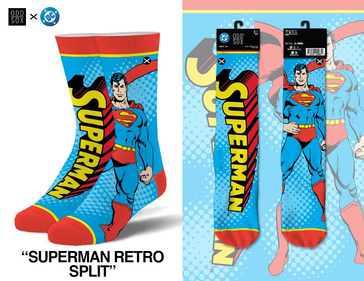 Superman Retro Split - Mens Crew Straight Warner Bros
