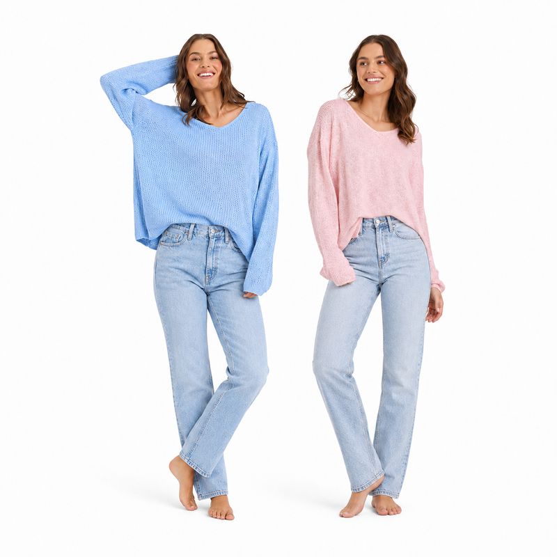 Solid Slub Sweater By Ocean Drive