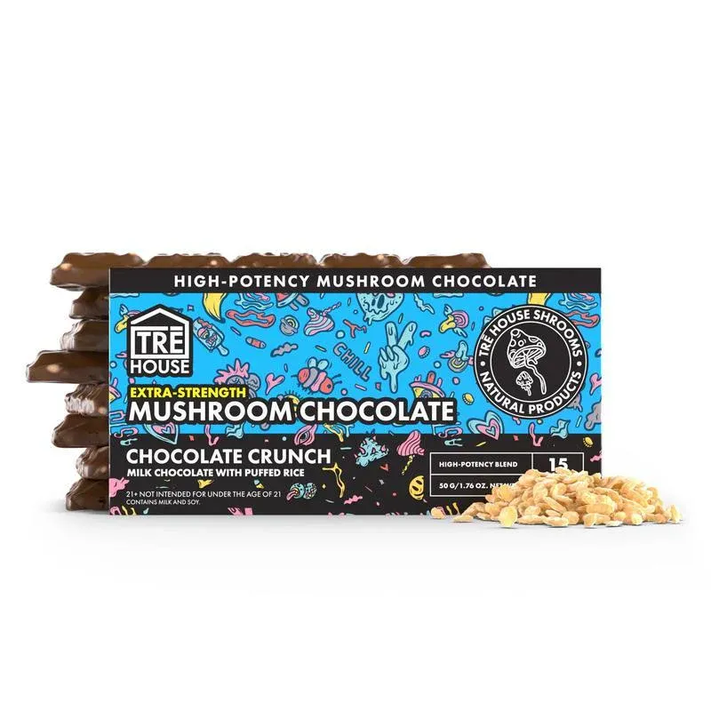 TRĒ House Extra-Strength Mushroom Chocolate Bar, Count: Single Pack, Flavor: Chocolate Crunch