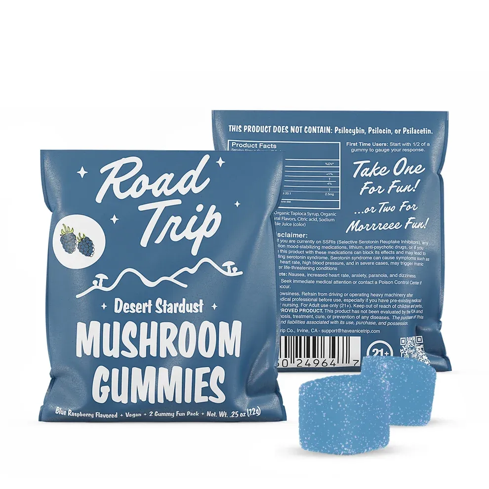 Road Trip Desert Stardust Mushroom Gummies, Count: 8ct Bag, Flavor: Blue Raspberry