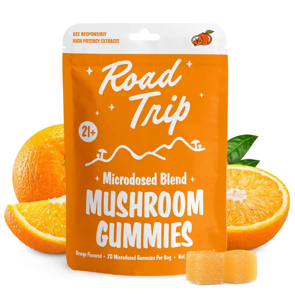 Road Trip Microdosed Mushroom Gummies, Count: 20ct Bag, Flavor: Orange
