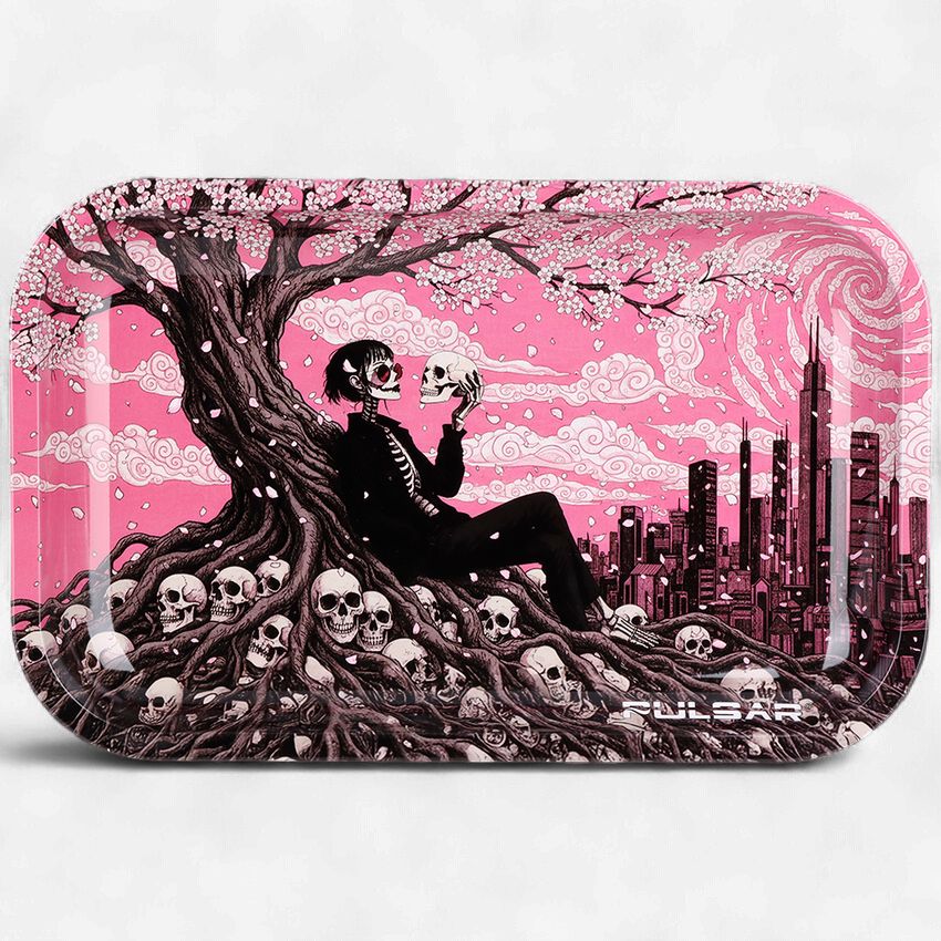 Pulsar Metal Rolling Tray | Sakura Skulled | 11"x7"