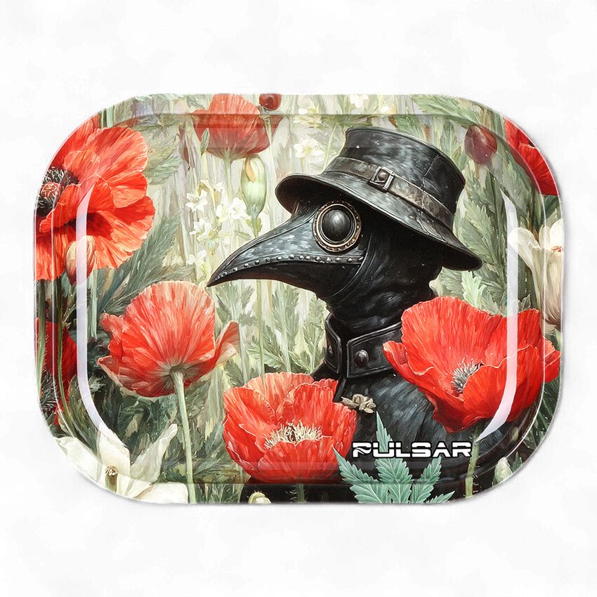Pulsar Mini Metal Rolling Tray | Plague Doctor Poppies | 7"x5.5"