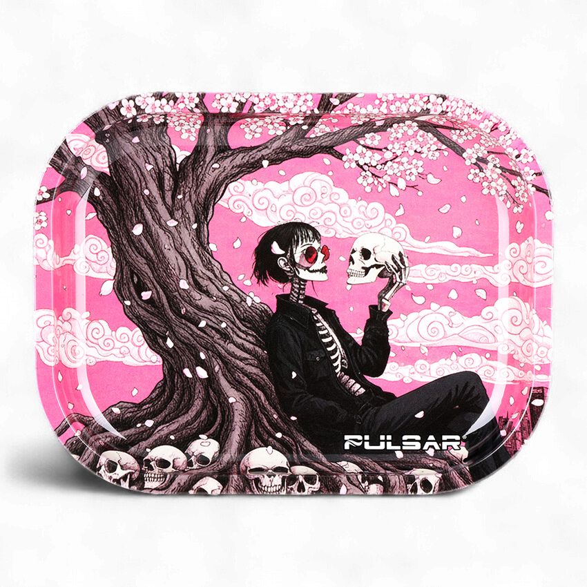 Pulsar Mini Metal Rolling Tray | Sakura Skulled | 7"x5.5"