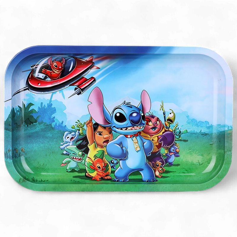 Cute Blue Monster with Friends Metal Rolling Tray | 11"x7"