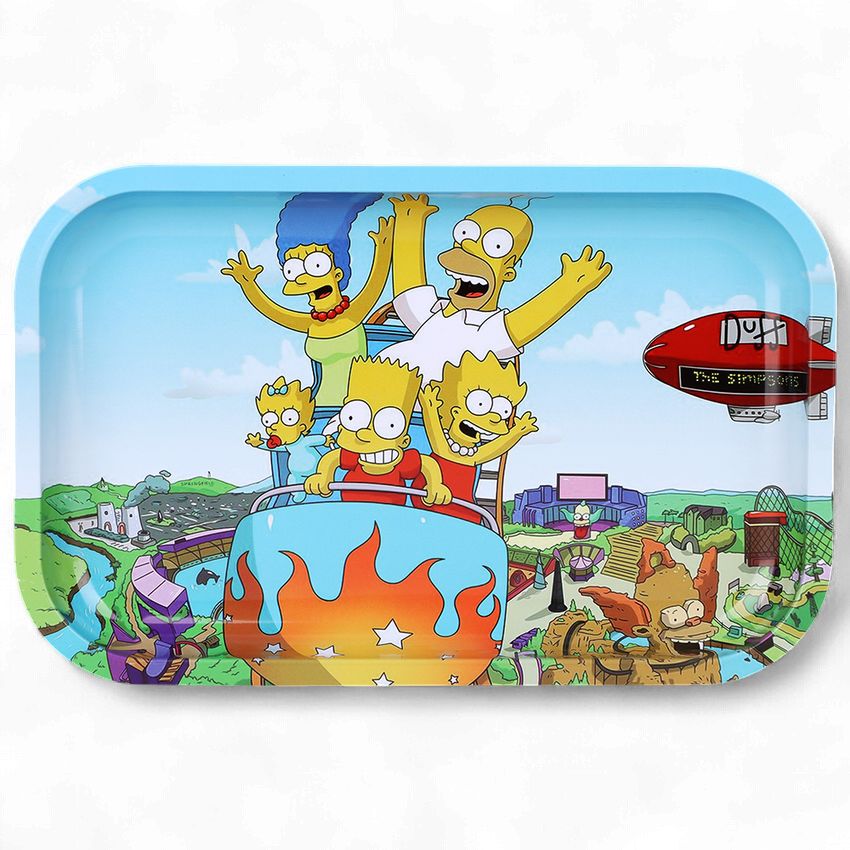 Yellow Family Roller Coaster Time Metal Rolling Tray | 11"x7"