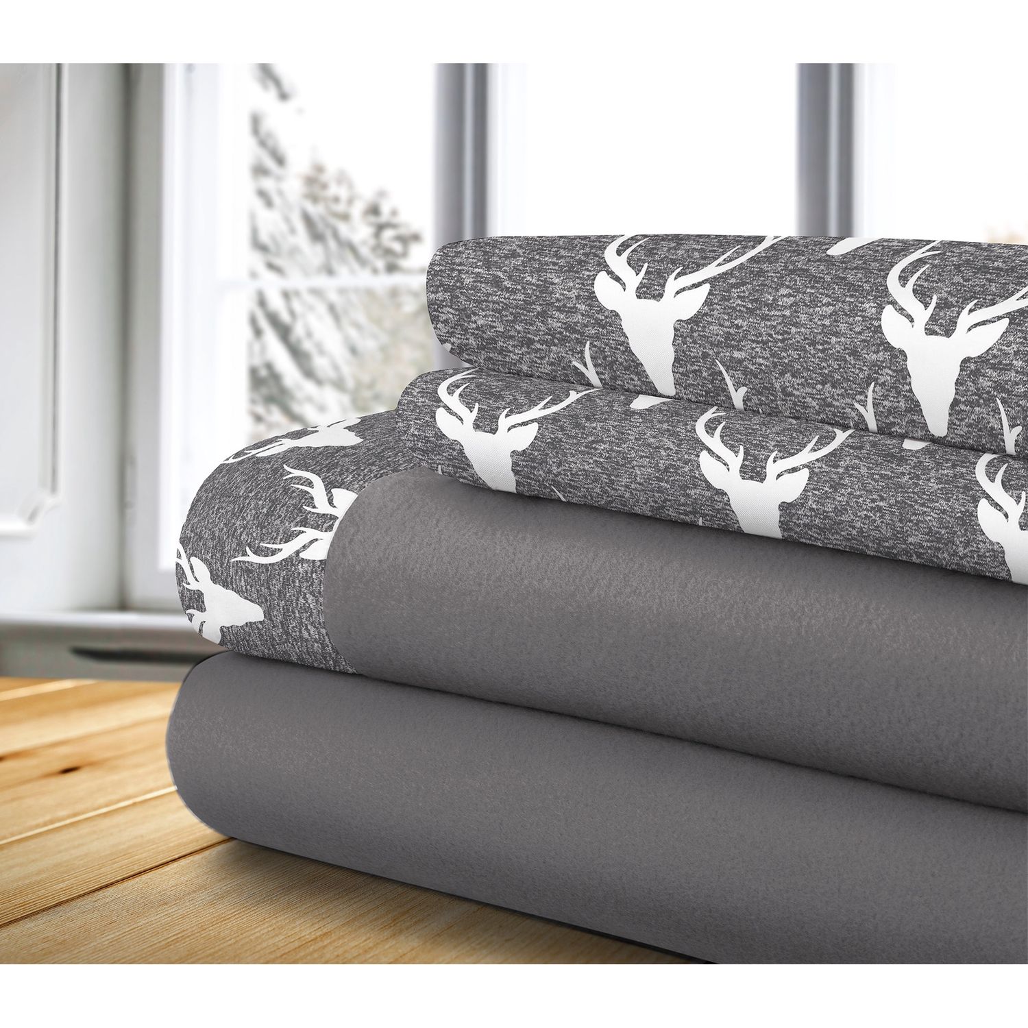 Draps Santé Gris avec Cerfs Draps Santé Gris avec Cerfs, Size: Simple