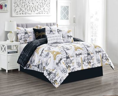 Paris Noir Reversible Comforter Set 7 Pieces