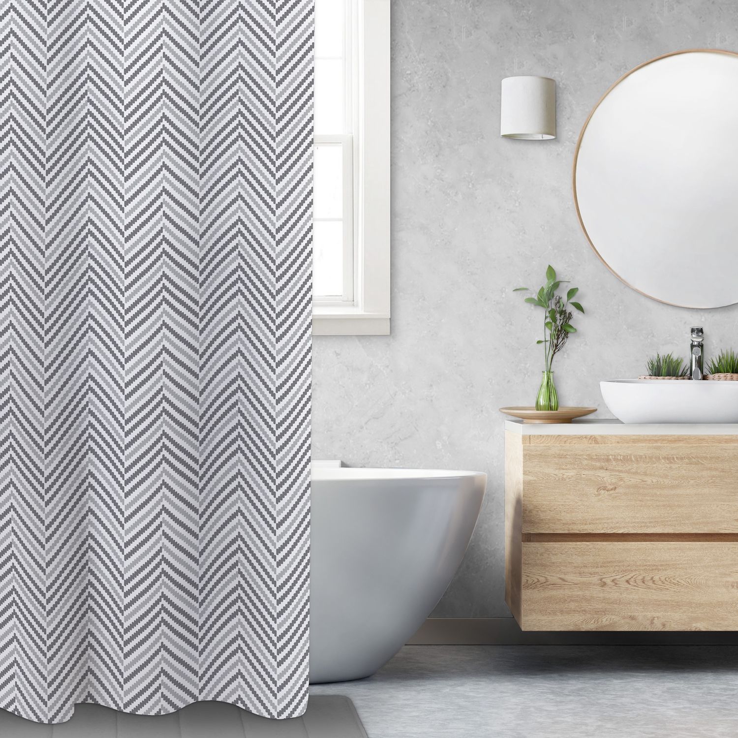 Rideaux de douche en tissu imprimé - Chevrons