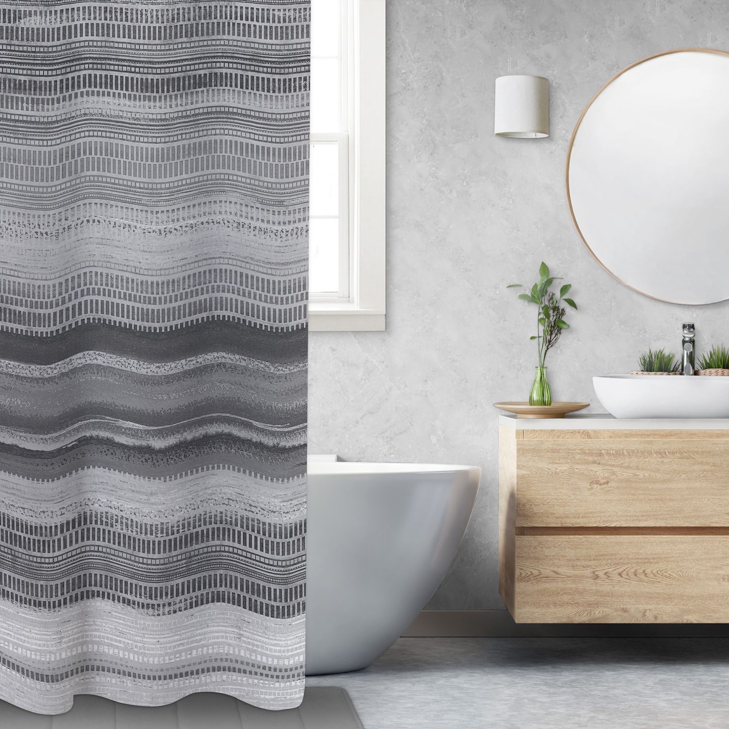 Rideaux de douche en tissu imprimé - Rayures ombrées