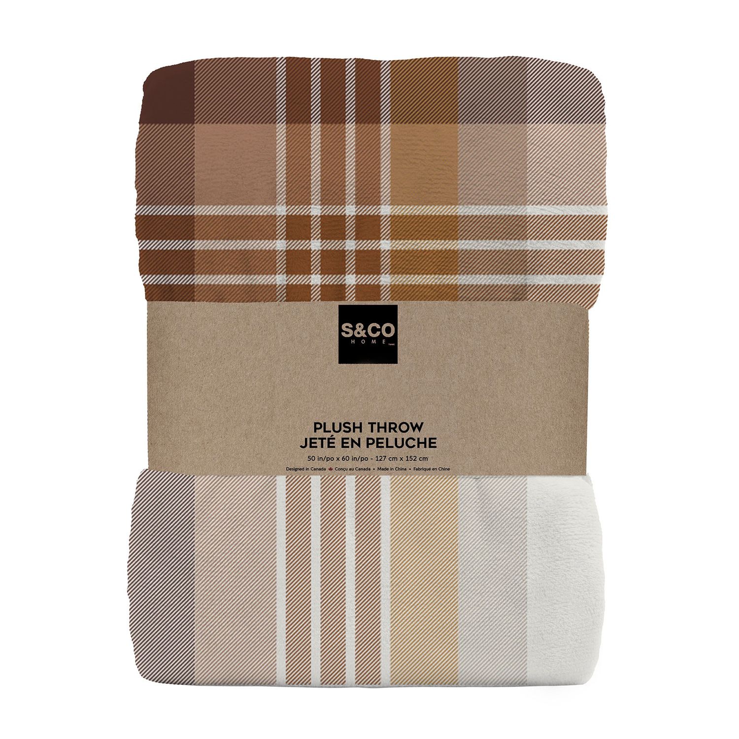Jeté imprimé en micropeluche - Carreaux d'automne Jeté imprimé en micropeluche - Carreaux d'automne