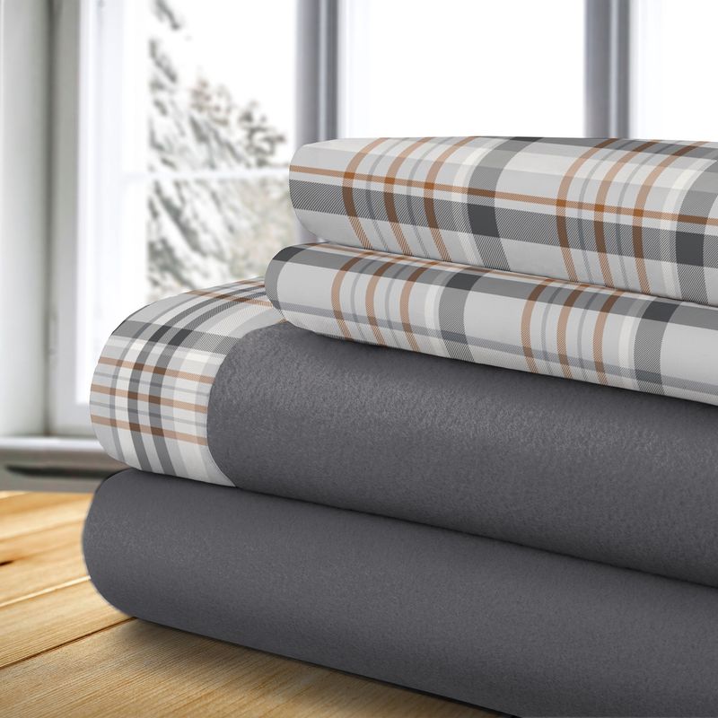 Draps Santé - Carreaux gris et caramel