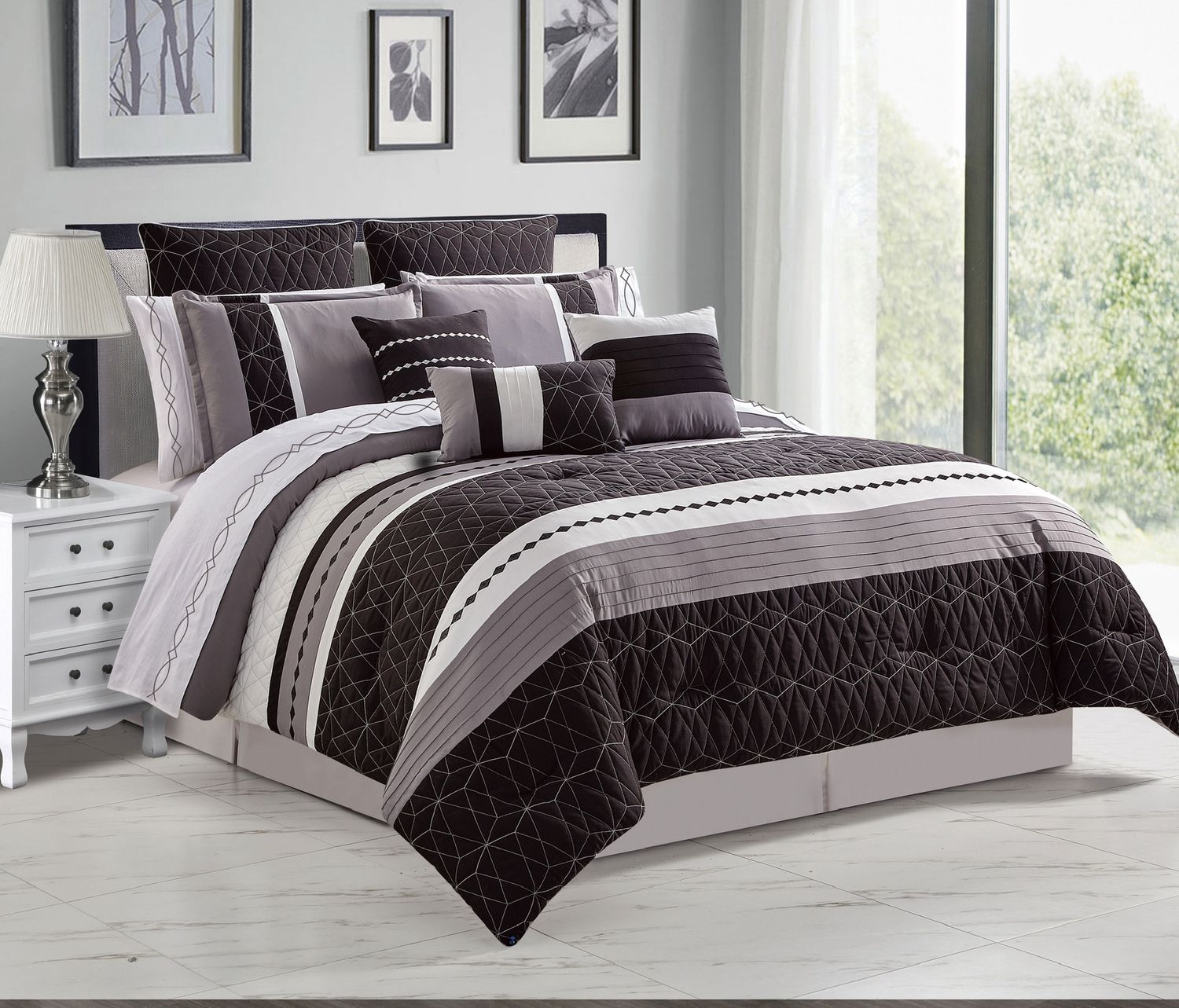 Axis 7-Piece Comforter Set, Size: Double