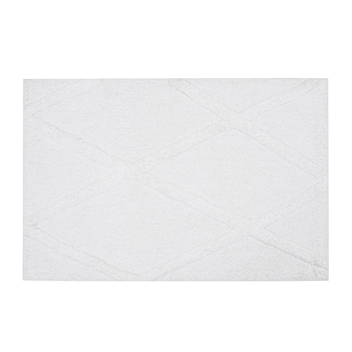 Tapis de bain à motifs touffus - Losanges  Blanc