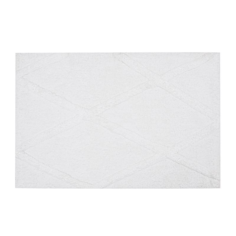 Tapis de bain à motifs touffus - Losanges  Blanc