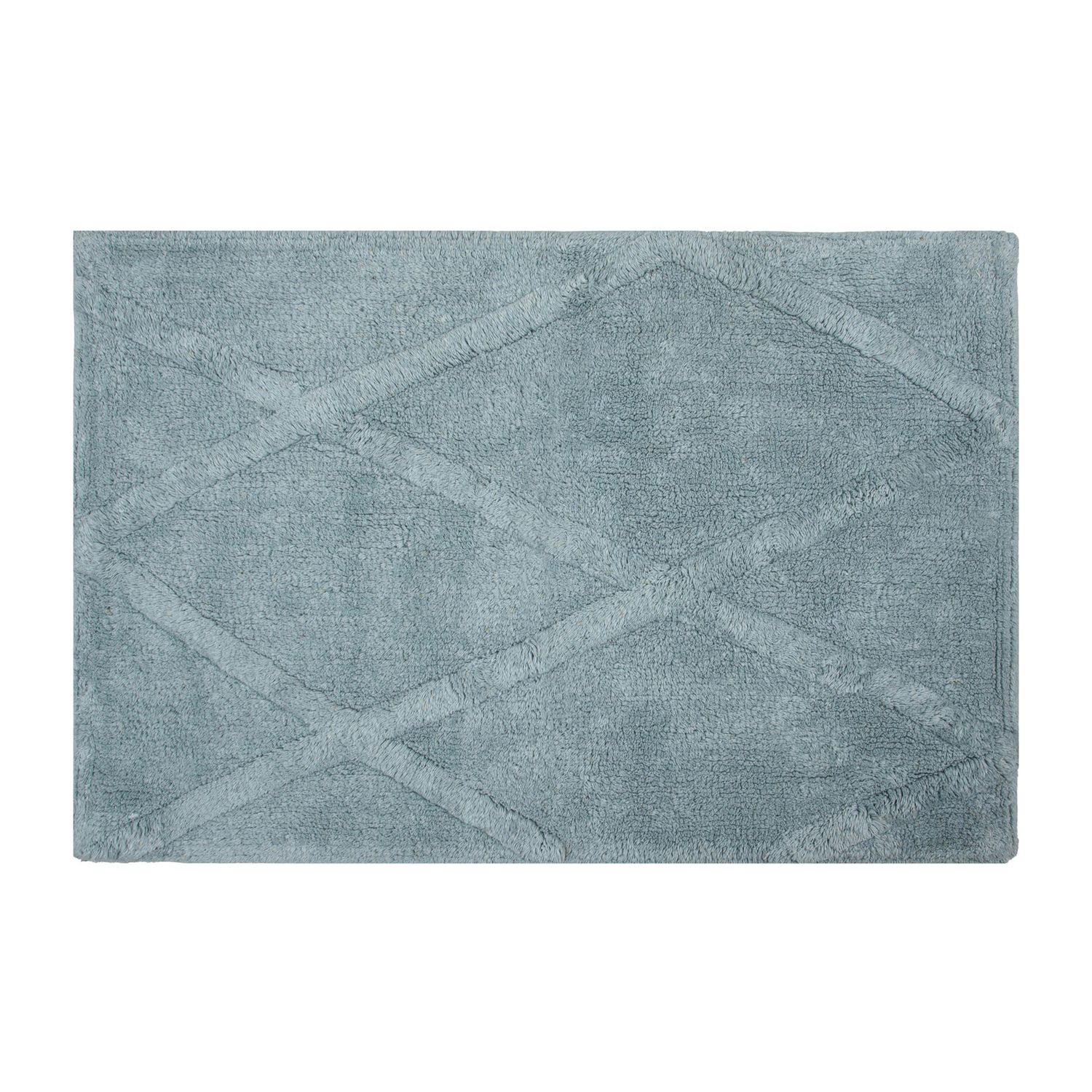 Tapis de bain à motifs touffus - Losanges  Bleu