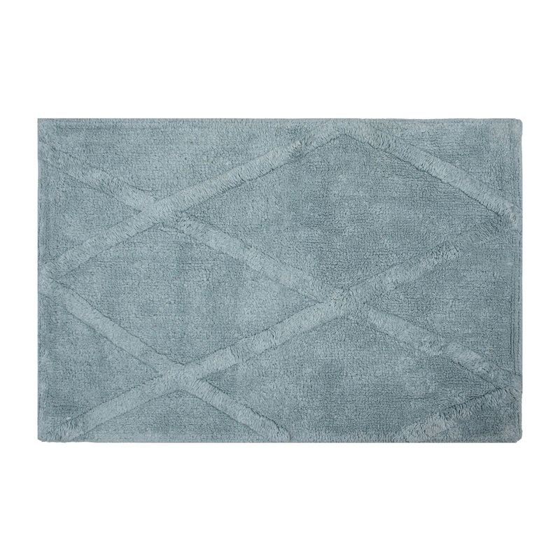 Tapis de bain à motifs touffus - Losanges  Bleu