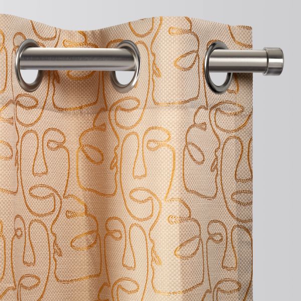 Rideau à œillets Jacquard - Visage Or