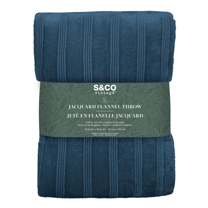 Jeté en Flanelle Jacquard - Rayures Fines - 6 couleurs